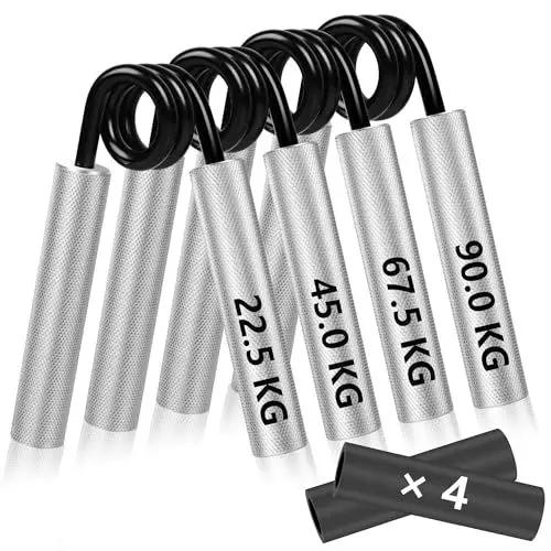Produktbild: 4 Packung Handtrainer Unterarmtrainer, Einstellbarer Widerstand 22.5-90KG, Hand Unterarm Trainingsgerät, Metall Grip Griffkraft Trainer, Rutschfester Griff, für Sportler und Wiederherstellung