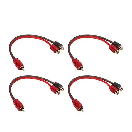 Produktbild: 4 Packungen Cinch-Kabel, 1 Stecker auf 2 Buchsen, Y-Splitterkabel, Hervorragende Klangqualität, Langlebiges Material für Auto-Lautsprechersystem, Kompatibel mit Geräten mit