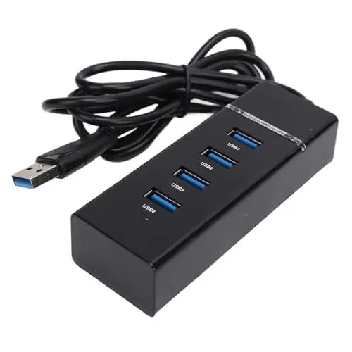 Produktbild: 4 Port USB 2.0 Hub, USB Splitter 480 Mbit/s USB Dockingstation mit LED-Anzeige für für Linux für für XPS für OS X