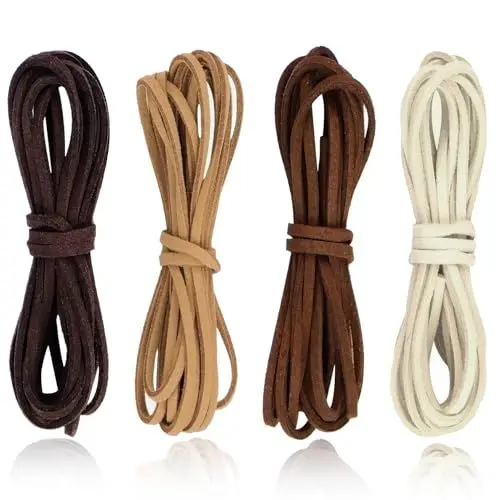 Produktbild: 4 Rollen Lederband, 2 m/2,19 Yards Lederhalsband Kunstlederschnur für Armbänder, Halsketten, Schmuck, DIY-Bastelarbeiten