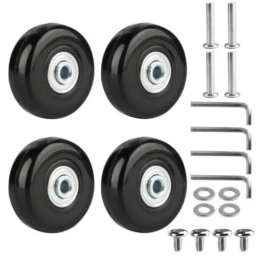Produktbild: 4 STK Kofferrollen Ersatzrollen, 50x18mm Gepäck Koffer Ersatzräder, Koffer Rollen Ersatzteile 50mm, Ersatzrollen für Koffer, Gummi Ersatzrollen Räder Koffer Ersatz Rollen für Gepäckkoffer Trolleys