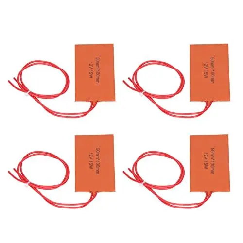Produktbild: 4 STÜCKE Silikonkautschuk-Heizkissen, Flexible Heizmatte für Heizdecken, Ölfässer, 12 V, 15 W, für Hybridisolierung in Industrieanlagen, Rohren, Tanks (Trommelheizungen)