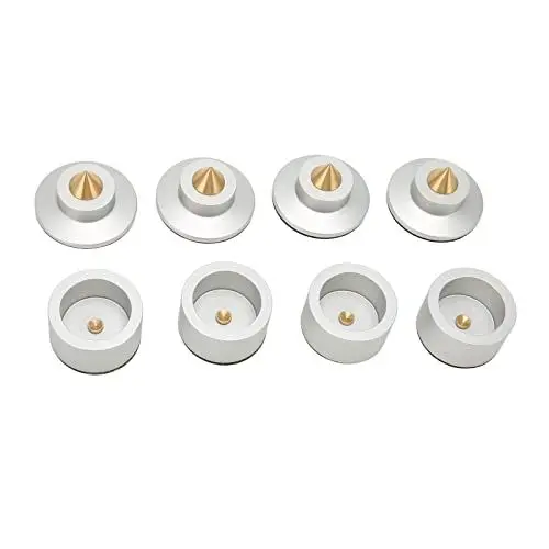 Produktbild: 4 Sätze Lautsprecher-Isolationsfüße, Aluminium-Lautsprecher-Spikes-Basispolster, rutschfeste Stoßdämpfer-Fußrasten für Subwoofer für CD-Player-Plattenspieler, Belastung 99,2 Lb