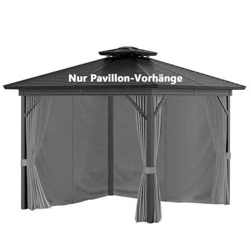 Produktbild: 4 Seitenteile Pavillon 3x3m Wasserdicht Seitenwände UV Schutz (Grau)