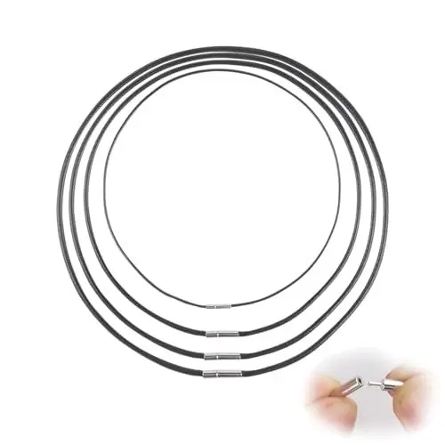 Produktbild: 4 Stk Lederkette Herren, Lederkette Kette Lederband, Geflochten Kunstleder Halskette, Lederkette mit Verschluss ohne Anhänger, Schwarz Lederkette für Männer Herren Damen Frauen, 40/45/50/55cm