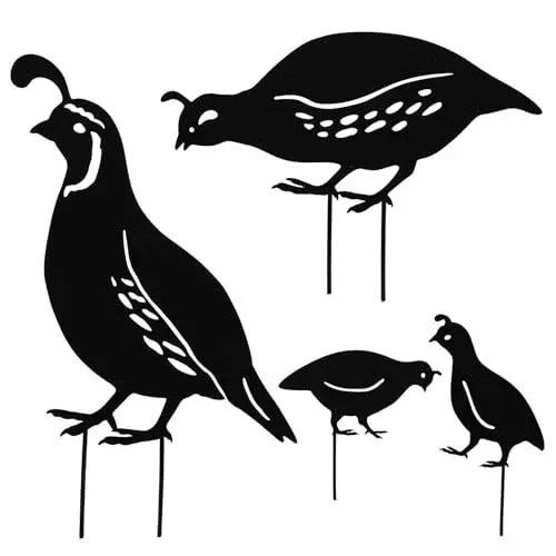 Produktbild: 4 StüCk Garten PfäHle Kunst Wachtel Und Tier EinsäTze, Garten Silhouette, Eisen Wachtel Hof Kunst Dekorativ, Festival Party Art Zeichen Rasen BüRgersteig Garten Dekoration (Schwarze Wachteln)