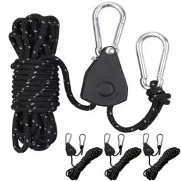 Produktbild: 4 Stück 13ft/4M Reflektierend Abspannseile Seil mit Seilspanner, Ø 4mm Einstellbare Seil Ratsche Rope Seilratsche mit Haken, Paracordseil Abspannleine Zeltseil Zeltschnur für Zelt Zeltplane Camping