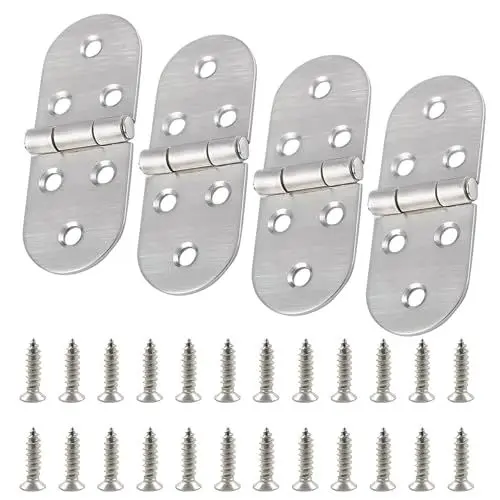 Produktbild: 4 Stück 180 Grad Scharniere Klappbar, Edelstahl Scharnier Runde Klappscharnier Klein Möbelscharniere mit Schrauben für Türen Möbel Klapptisch Schrank Garderobe 8 × 3cm
