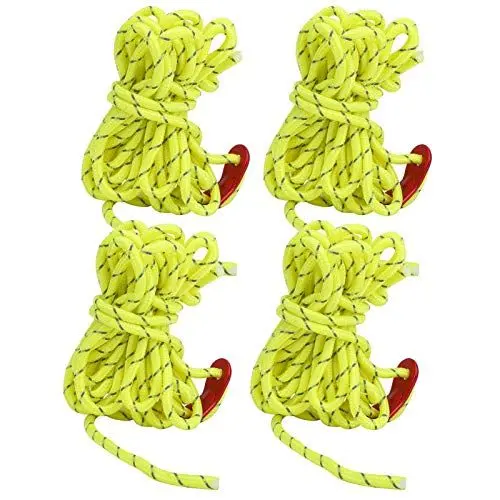 Produktbild: 4 Stück 4 Mm Camping-Zeltschnüre, 4 M Zeltseile, Abspannleinen, Reflektierende Schnur mit Aluminium-Abspannleinen-Einsteller, Leichtes Seil, Camping-Ersatzseil für Zeltüberdachung, Wandern, Outdoor-Ak