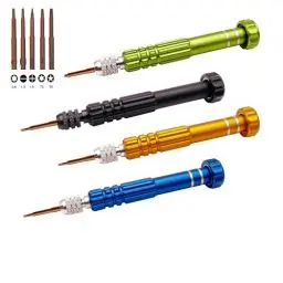 Produktbild: 4 Stück 5 in 1 Mini schraubendreher Set, Multifunktionaler Präzisions Brillen Reparatur Schraubendreher Werkzeug Kit,S2-Stahl-Taschenschraubendreher für Brillen, Uhren, Laptops, Elektronik und Schmuck