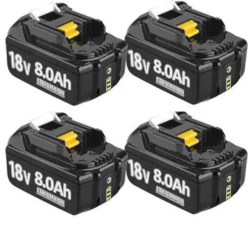 Produktbild: 4 Stück 8000 mAh Ersatzakkus für Makita 18V, BL1850, BL1860B, BL1860, BL1840B, BL1840, BL1830, BL1835, BL1845, BL1815, LXT-400