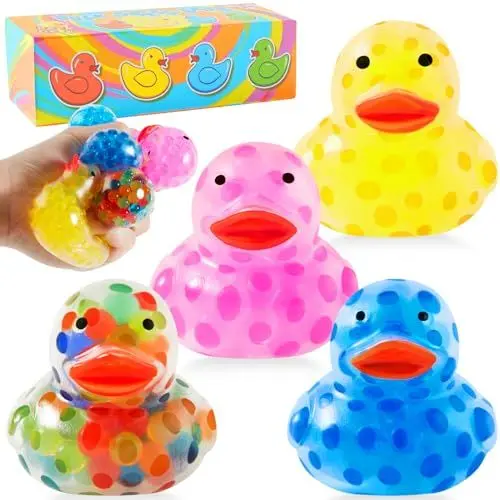 Produktbild: 4 Stück Antistressball, Mini Duck Stressbälle, Knautschball für Kinder und Erwachsene - Stressball zum Kneten, Knetball für Hände Therapie, Squeeze Ball Anti Stress Spielzeug Wiederverwendbare