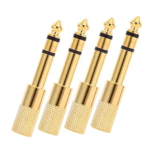 Produktbild: ibasenice 4 Stücke Vergoldet Stereo Audio Converter Kopfhörer Jack Adapter für Gitarre Klavier 6 5mm Zu 3 5mm Kompatibilität