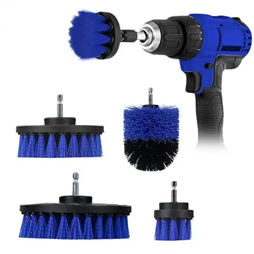 Produktbild: 4 Stück Bürstenaufsatz Bohrmaschine Set, Bürstenaufsatz Akkuschrauber 2''/ 3.5''/ 4''/ 5'' Leistungsstarke Drill Brush, Bohrbürste Reinigungsbürste für Felgen, Fliesen, Küche, Böden, Auto, Badewanne