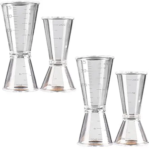 Produktbild: 4 Stück Cocktail-Messbecher, Cocktail Messbecher-Set, Messbecher für Bar, Unzen Messbecher, Cocktail Jigger Becher, Transparent Unze Dual Spirit Messbecher Set, für Bar, Party, Cocktail Drink Shaker