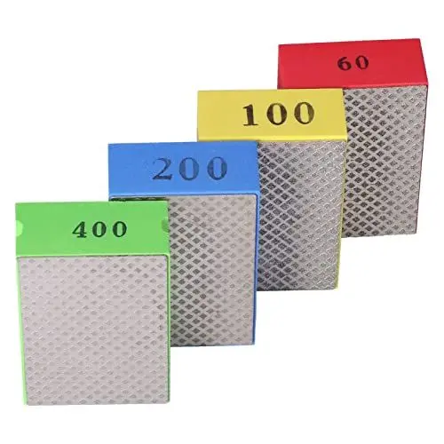 Produktbild: 4 Stück Diamond Hand Polishing Pads, 60 120 200 400 Grit Diamond Sanding Blocks für Fliese Stein Trimmen Entgraten Schleifen Polieren und Scharfen Kanten