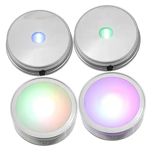Produktbild: 4 Stück Drehbarer Displayständer Glashalter Runder Sockel Lichtkristalle Displayhalter Led-Displaysockel Glaskunstsockel Bodenlicht Lampenhalter Kristalllicht 3D Mit