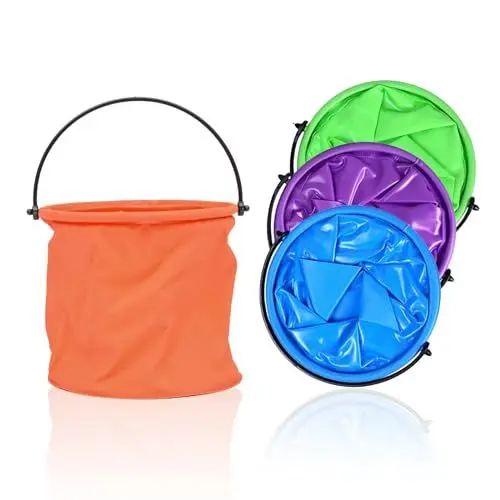 Produktbild: 4 Stück Faltbarer Eimer, Multifunktionaler Kleiner Eimer 2L Klein Angel Eimer Wassereimer Tragbarer Falteimer Kotzeimer Collapsible Bucket für Strand, Mal und Camping
