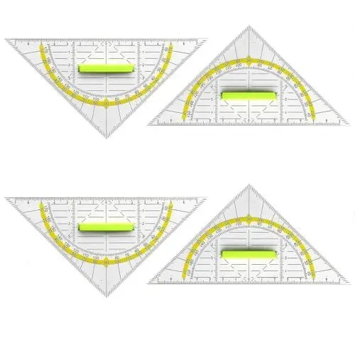 Produktbild: 4 Stück Geodreieck aus Kunststoff, 16 cm, bruchsicher und transparent (Stil 1)