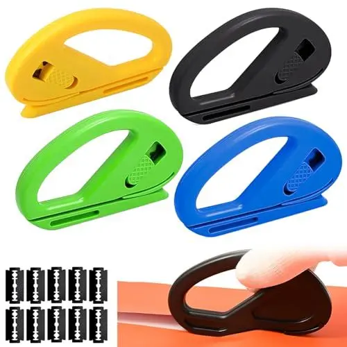 Produktbild: 4 Stück Geschenkpapier Schneider, Wrapping Paper Cutter Gift Mini Papierschneider mit 10 Ersatzklingen Gift Wrap Cutter für Rollen Artiquea Geschenkband