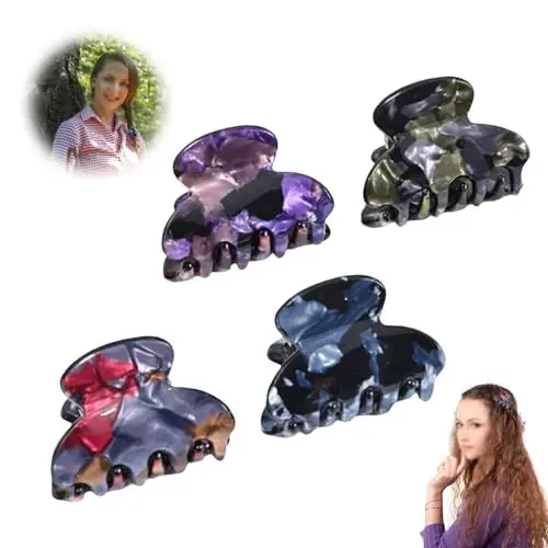 Produktbild: 4 Stück Haarspangen Damen, Damen Klein Haarklammer set für Haar, 3 cm Schildpatt Rutschfest Haarklammern für Frauen und Mädchen