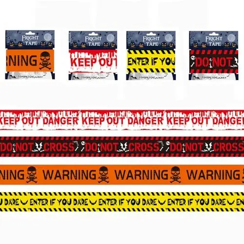 Produktbild: 4 Stück Halloween Absperrband (9m, 6m), Warnbänder Deko Caution Tape