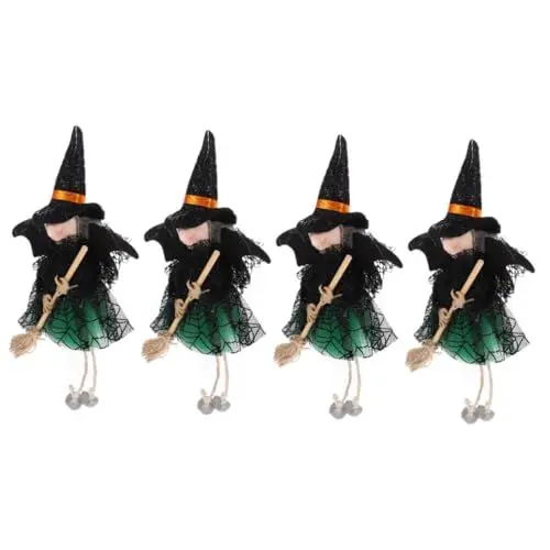 Produktbild: IMIKEYA 4 Stück Halloween Ornamente Halloween Dekoration Gruselige Baumdekorationen Halloween Plüschanhänger Hängende Hexenpuppe Hexendekoration Festival Hexenfigur