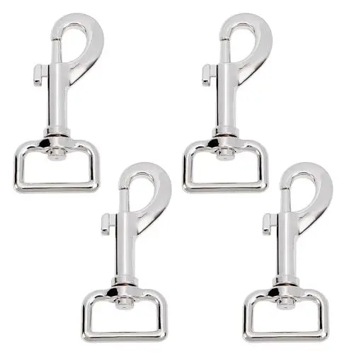 Produktbild: 4 Stück Karabiner mit Drehgelenk, Edelstahl Haken mit Drehgelenk für Hundehalsband Robusten Karabinerhaken Hundeleine Bolzenkarabiner Wirbelkarabiner Augwirbelhaken