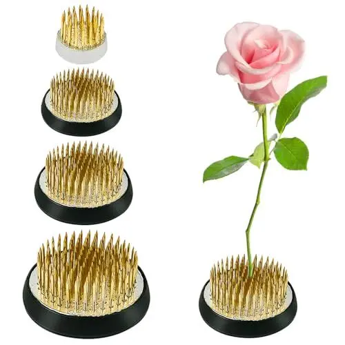 Produktbild: 4 Stück Kenzan, Blumenigel, Runder Ikebana, Steckigel mit Gummidichtung, Edelstahl Hanataba Blumenhalter Geeignet für Blumenarrangements Blumenläden Büros Gärten Teestuben (23mm/34mm/40mm/50mm)