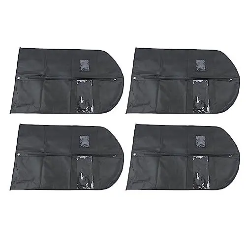 Produktbild: 4 Stück Kleidersäcke, Transparente Anzughüllen, Wasserdichte, Staubdichte, Verdickte Anzugtasche mit Transparentem Fenster, Anzugschutztasche für Mäntel, Jacken,(100x60cm/39.4x23.6in-Schwarz)