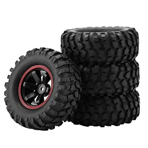 Produktbild: 4 Stück Langlebiger Reifen, 6-Loch-Radreifen Gummireifen mit Naben und hoher Sicherheitsleistung für RC-Crawler-Geländewagen im Maßstab 1:10