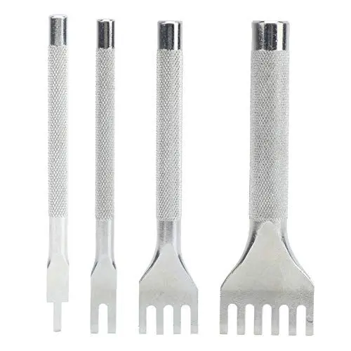 Produktbild: 4 Stück Leder Locher Stanzwerkzeug,1/2/4/6 Zinken Leder Meißel Locher Werkzeug Leder Meißel Stanzwerkwerkzeug Leder Handwerk Locher Stanzen Werkzeug für Lederarbeiten