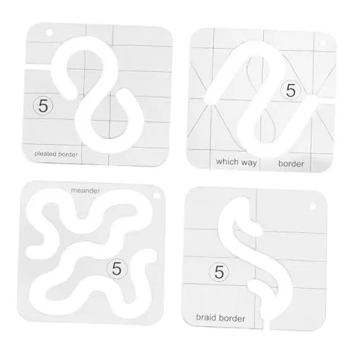 Produktbild: 4 Stück Lineal zum Nähen von Flicken sewing pattern nähmuster quilt zubehör näh zubehörr Nählineal aus Stoff Lineal für Kleidung Patchwork Herrscher Plastik Rahmen Schablone Acryl