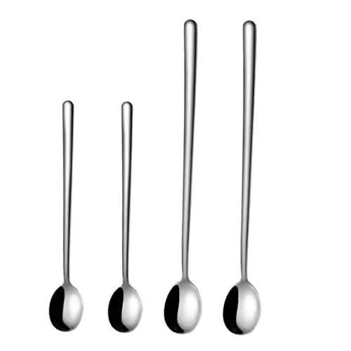 Produktbild: 4 Stück Löffel Aus Edelstahl Rührlöffel Für Cocktails Cocktailrührer -shaker-löffel Servierlöffel Aus Metall Barkeeper-löffel Rührgeräte Für Mixgetränke Mini Kaffeelöffel