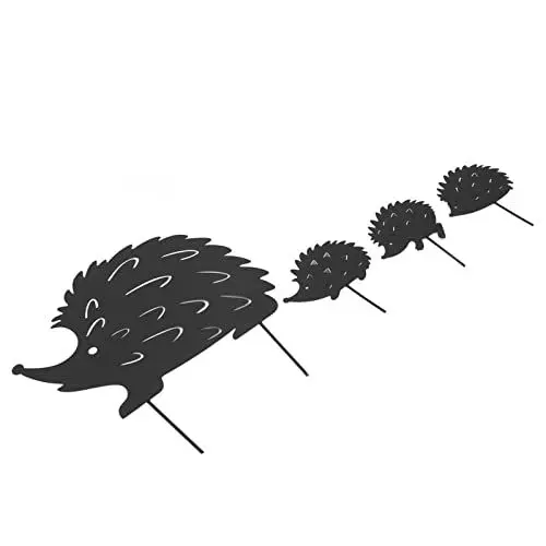 Produktbild: 4 Stück Metall Igel Dekorative Gartenpfähle Outdoor Garten Dekorative Pfahl für Hofdekoration und Rasenverzierungen