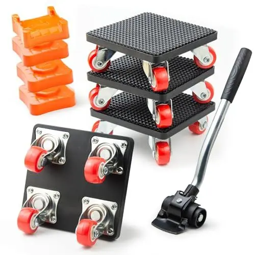 Produktbild: 4 Stück Möbel Transportrollen Set mit Lastenheber für Umzug Schwere Möbel 400KG Rollen für Möbelheber,360 Grad drehbar RadsMöbelrollen Schwerlast mit möbelroller transportroller