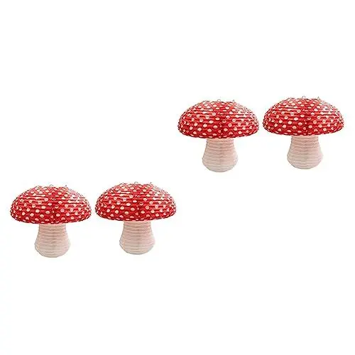 Produktbild: 4 Stück -Papierlaterne 3D- -Ornament Pilzlaterne für den Garten Pilzpapier partyknaller kinder wandverkleidung Pilzlaterne für die Babyparty Party- -Laterne Eisen KONTONTY
