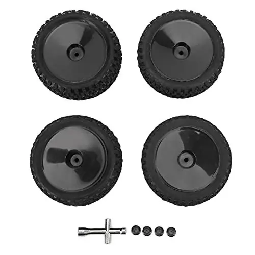 Produktbild: 4 Stück RC Vorder- und Hinterräder und Reifen mit 12 Mm Sechskantschlüssel und Mutter für 1/10 RC Offroad-Auto-Upgrade-Teile(Schwarz)