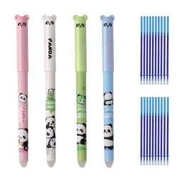 Produktbild: 4 Stück Radierbare Gelschreiber Set, 0,5 mm Kawaii Gel Stift, blau Tinte, Kugel am Ende zum Entfernen der Tinte ohne das Blatt abzunutzen für Kinder und Erwachsene, Skizzieren, Zeichnen