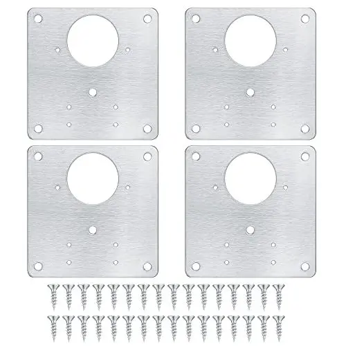 Produktbild: 4 Stück Schrank Scharnier Reparaturplatte, Küchenscharnier Reparaturplatten, Aufschraubscharniere Reparaturklammern mit Loch, Möbelscharnier Platte für Schrank Möbel Schublade Fenster