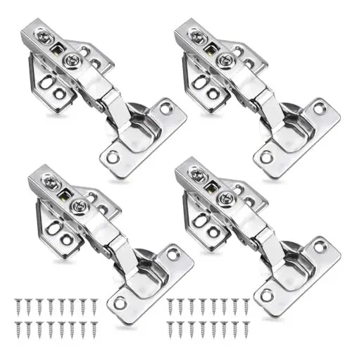 Produktbild: 4 Stück Schrankscharnier, Scharniere für Schranktüren mit Hydraulisch Feder 304 Edelstahl Schranktür Scharnier Möbelscharniere Softclose Scharnier Türscharniere mit 32 Schrauben