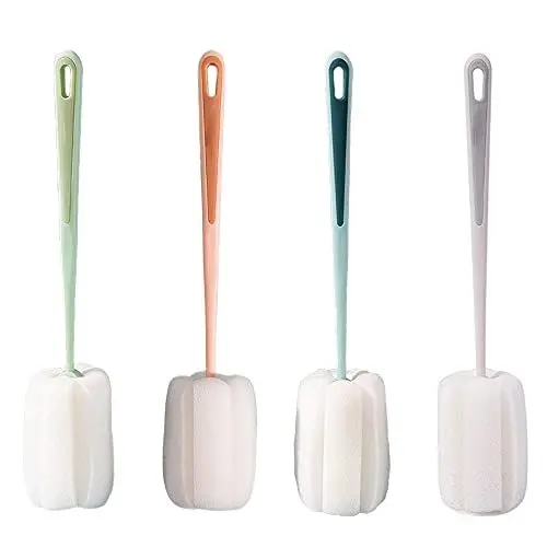 Produktbild: 4 Stück Schwamm Reinigungsbürste bürste für gläser Schwamm mit Stiel Poröser Schwammkopf Starkes Aufnahmevermögen geeignet für Karaffen Wasserflaschen Flaschen Tassen Schüsseln Teller
