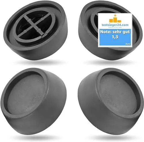 Produktbild: 4 Stück Schwingungsdämpfer Waschmaschine & Vibrationsdämpfer rund - Dämpfer & Füße für Trockner - Antivibration - Gummifüße für alle Hersteller