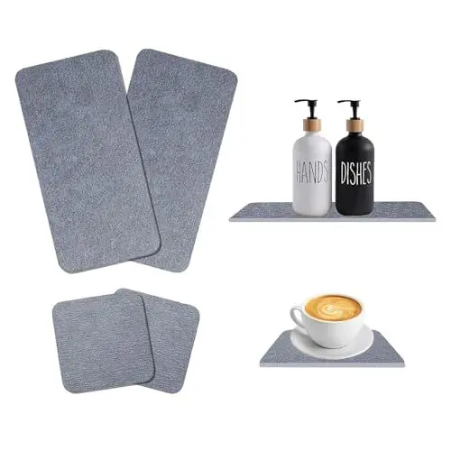 Produktbild: mumisuto 4 Stück Seifenschale, Seifenhalter für Badezimmer Dusche, Seifenablage, Kieselgur Seifenschalenhalter, Schnell Trocknende Seifenhalter, Wasseraufnahme rutschfest, für Bad und Küche (Grau)
