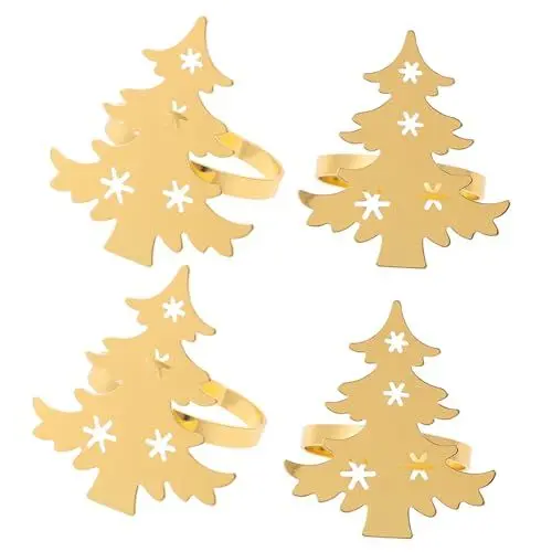 Produktbild: LABRIMP 4 Stücke Urlaub Serviette Weihnachten Baum Design Eisen Serviette Für Esszimmer