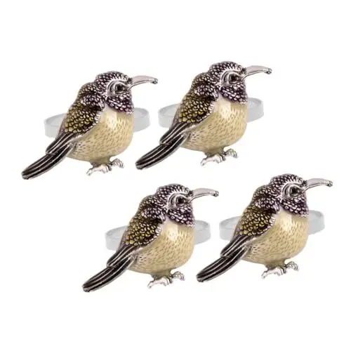 Produktbild: 4 Stück Serviettenring Serviettenhalter Mit Tiermotiv Serviettenschnallen in Vogelform Essdekore Aus Metall Vögel Serviettendekor Schnalle Der Vogel Einrichtung Bankett Legierung
