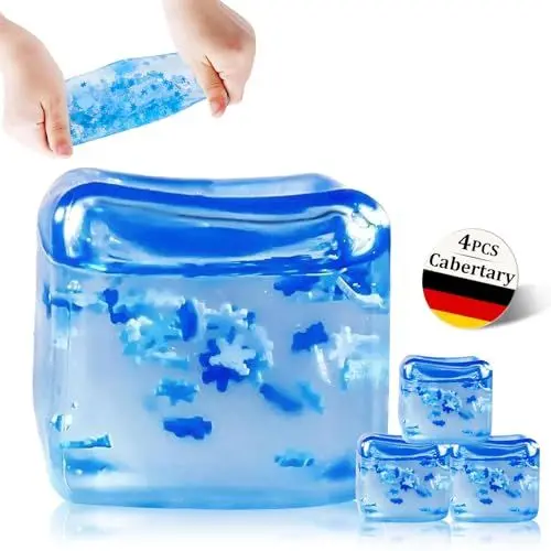 Produktbild: 4 Stück Stressball für Kinder und Erwachsene, Großes Eiswürfel-Fidget Toys, Fidget Cube Stressbälle Baby Spielzeug, Blaues Nice Cube Anti Stress Spielzeug für Jungen-Mädchen