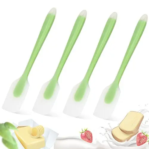Produktbild: 4 Stück Teigschaber, Silikon Küchenschaber, Flexibel Gummispachtel Silikon Schaber für Butterschaben, Teigspachtel Silikon Spatel Küchenspachtel