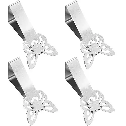 Produktbild: 4 Stück Tischdeckenklammern Edelstahl Tischtuchklammern Tischklammern Tischdeckenhalter Klammern Tischdecke Outdoor Table Cloth Clip für Haus Hochzeit Festival Party Tischplatten