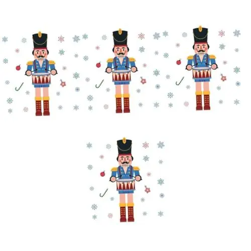 Produktbild: 4 Stück Weihnachtsfensteraufkleber weihnachts fensterdeko weihnachten fensterdeko Weihnachtsschöner Aufkleber Weihnachtsschmuck weihnachtlicher schaufensteraufkleber PVC Blue Zerodeko